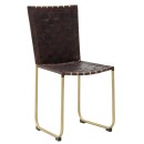 Καρέκλα Μεταλλική Δερματίνη Καφέ/Χρυσή 42x50x87εκ