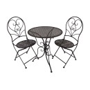 Σετ Μεταλλικό Τραπέζι Κήπου Με 2 Καρέκλες "Byron" Καφέ