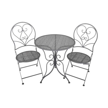 Σετ Μεταλλικό Τραπέζι Κήπου Με 2 Καρέκλες "Byron" Γκρι