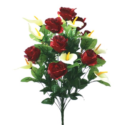 Μπουκέτο Διακοσμητικό Κάλλας/Τριαντάφυλλο Κόκκινο Υ61εκ