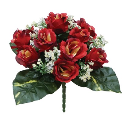 Μπουκέτο Διακοσμητικό Τριαντάφυλλο/Γυψοφίλλη x25 Κόκκινο Υ40εκ
