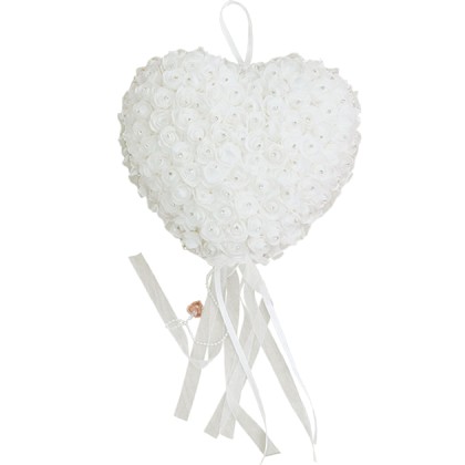 Καρδιά Διακοσμητική Άνθος Τριαντάφυλλου Λευκό 30εκ