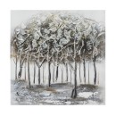 Πίνακας Καμβάς Δέντρα Ασημί (3D) 40x40εκ