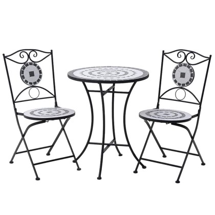 Τραπέζι Και 2 Καρέκλες Σετ 3 τμχ Μεταλλικό Μωσαϊκό Δ40x72 _ 42x3
