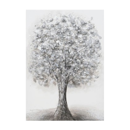 Πίνακας Καμβάς Δέντρο Ασημί 50x70x3εκ