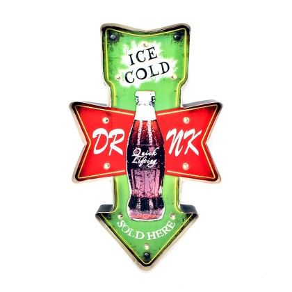 Πινακίδα Μεταλλική με Led "Ice Cold Drink" 32x5x54.5εκ
