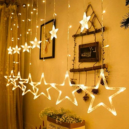 Χριστουγεννιάτικα Φωτάκια Κουρτίνα 5μ Με 12 Αστέρια LED Θερμά ΟΕ