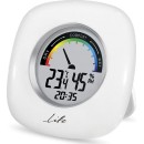 Ψηφιακό θερμόμετρο / υγρόμετρο με ρολόι LIFE WES-103, λευκό