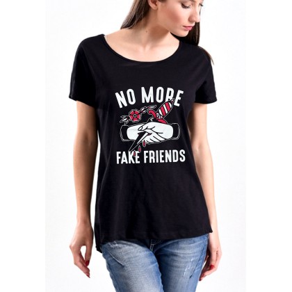 Γυναικείο T-Shirt σε μαύρο χρώμα NO MORE FAKE FRIENDS 20SW4