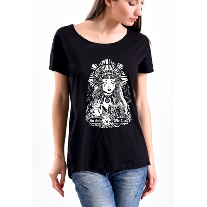 Γυναικείο T-Shirt σε μαύρο χρώμα IN INK WE TRUST 20SW2