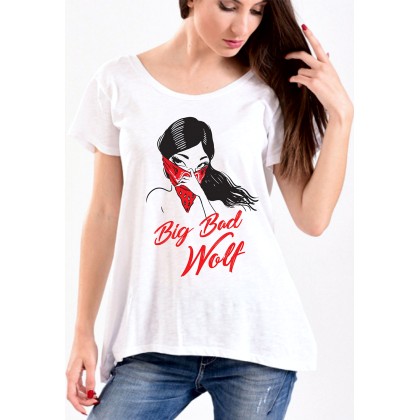 Γυναικείο T-Shirt σε λευκό χρώμα BIG BAD WOLF