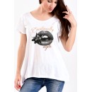 Γυναικείο T-Shirt σε λευκό χρώμα LIPS INSECT