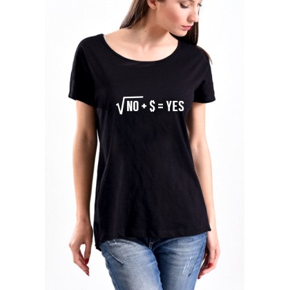Γυναικείο T-Shirt σε μαύρο χρώμα NO $ YES