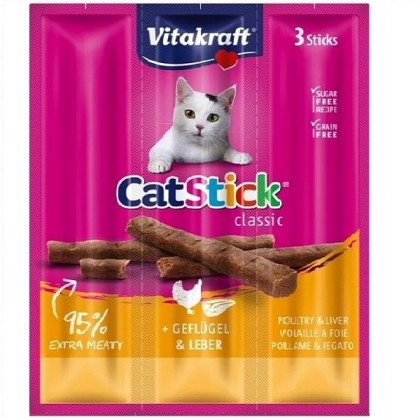 Vitakraft Cat Sticks Mini Πουλερικά & Συκώτι (3 sticks)