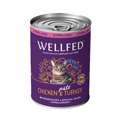 Wellfed Adult Sterilised κοτόπουλο και γαλοπούλα 400gr (Cat)