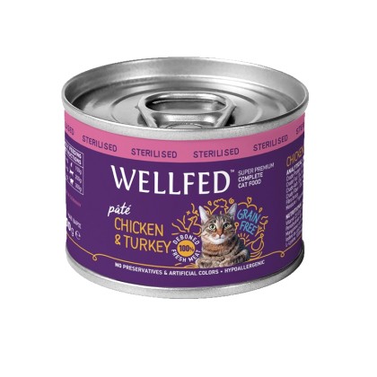 Wellfed Adult Sterilised κοτόπουλο και γαλοπούλα 200gr (Cat)