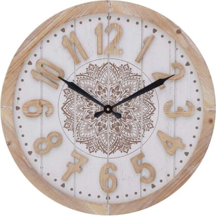 Ρολόι τοίχου ξύλινο λευκό Inart 3-20-773-0332
