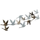 Επιτοίχιο μεταλλικό διακοσμητικό πουλιά Χρυσά-Λευκά 46079