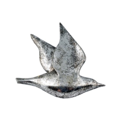 Επιτοίχιο κεραμικό πουλί Ασημί 12x10.5cm 44684