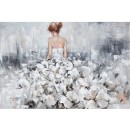 Πίνακας σε καμβά Marhome Κοπέλα Λευκό/Γκρι Φόρεμα 1.20x80x3.8cm