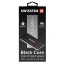  Swissten Black Core Slim Power Bank 15000mAh USB-C Input 220139