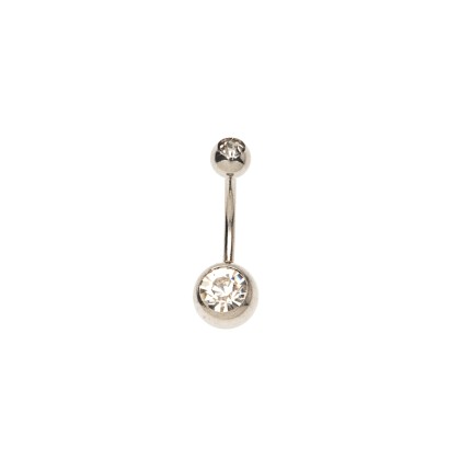 Σκουλαρίκι αφαλού χειρουργικό ατσάλι κλασσικό με διαμάντια - Nav