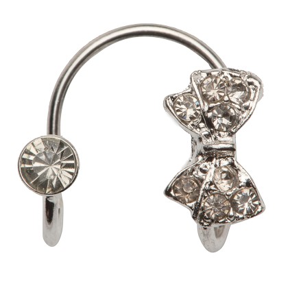 Ear piercing bow and diamond - Silver