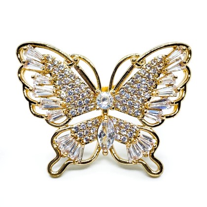 Δαχτυλίδι γυναικείο από ατσάλι πεταλούδα με διαμάντια - Butterfl