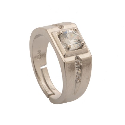 Δαχτυλίδι γυναικείο ασημένιο από ατσάλι κλασσικό με διαμάντι σε 