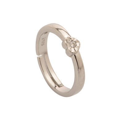 Δαχτυλίδι γυναικείο ασημένιο από ατσάλι διαμαντένια καρδιά - Sil