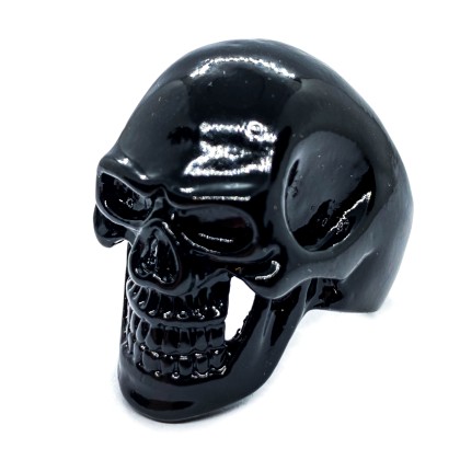 Δαχτυλίδι ανδρικό από τιτάνιομαύρη νεκροκεφαλή - Black skull Rin