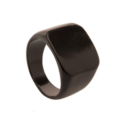 Δαχτυλίδι ανδρικό από τιτάνιο μαύρο ορθογώνιο  - Full black rect