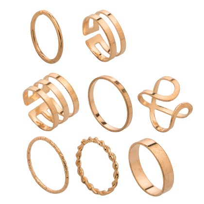Σετ 8 χρυσών γυναικείων δαχτυλιδιών από ατσάλι- Set of 8 perfect
