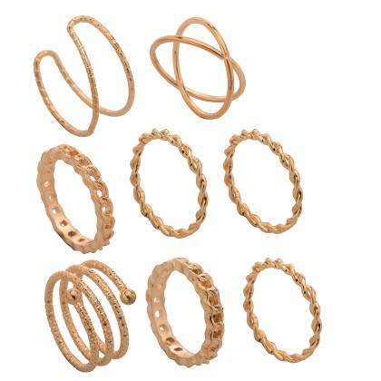 Σετ 8 από χρυσά γυναικεία δαχτυλίδια από ατσάλι - Set of 8 vario