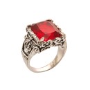 Aνδρικό δαχτυλίδι ασημένιο τιτανίου με κόκκινο πετράδι - Ring fo