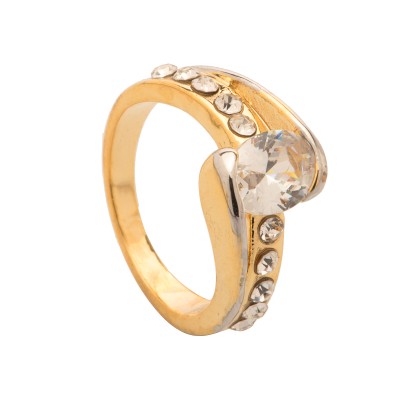 Δαχτυλίδι μονόπετρο χρυσό με διαμαντάκια - Gold ring with diamon