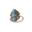 Δαχτυλίδι boho με γαλάζιες πέτρες από ατσάλι - Boho ring with cy