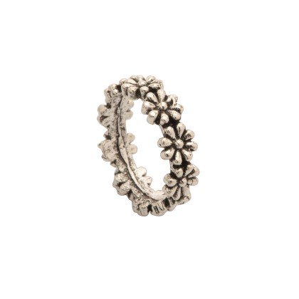 Δαχτυλίδι λουλουδένιο από ατσάλι - Silver ring full of flowers f