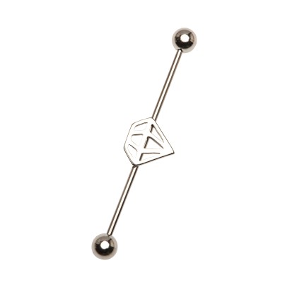 Μπάρα σκουλαρίκι διαμάντι ινστάστριαλ από ατσάλι - Industrial pi