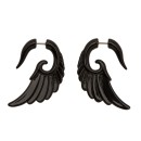 Σκουλαρίκι μαύρο ακρυλικό fake plug σε σχήμα φτερού - Ear fake p