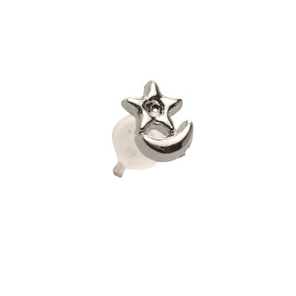 Ear jewel pair silver moon and star