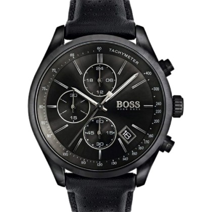 Hugo Boss Grand Prix Chronograph Black Leather Strap - 1513474