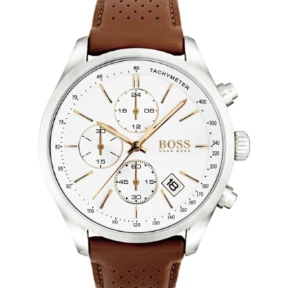 Hugo Boss Grand Prix Chronograph Brown Leather Strap - 1513475
