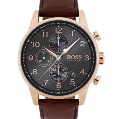 Hugo Boss Navigator Chronograph Brown Leather Strap - 1513496