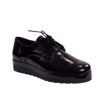 SMART CRONOS Γυναικεία Παπούτσια Oxfords 6334-306 Mαύρο Λουστρίν