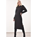 Φόρεμα πλεκτό χαλαρό ζιβάγκο maxi μαύρο