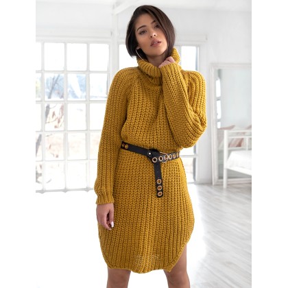CECILIA MUSTARD KNITTED DRESS