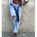 Παντελόνι jean γυναικείο με ζώνη CH553