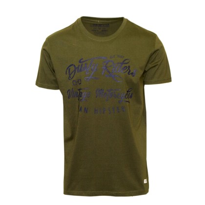 71493-16 Ανδρικό T-shirt με τύπωμα - Χακί-Χακί