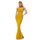 9275 RO Μάξι στράπλες φόρεμα με στρας - Μουσταρδί-Κίτρινο